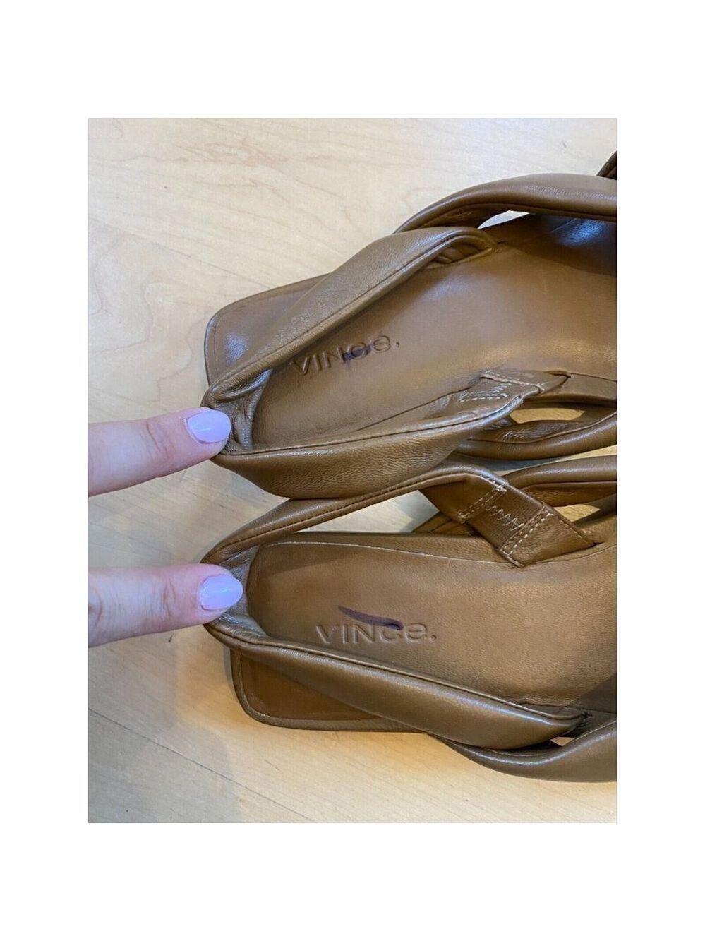VINCE NEW Women's brown "Elm" knot sandals leather slingback flats - Picture 4 of 6